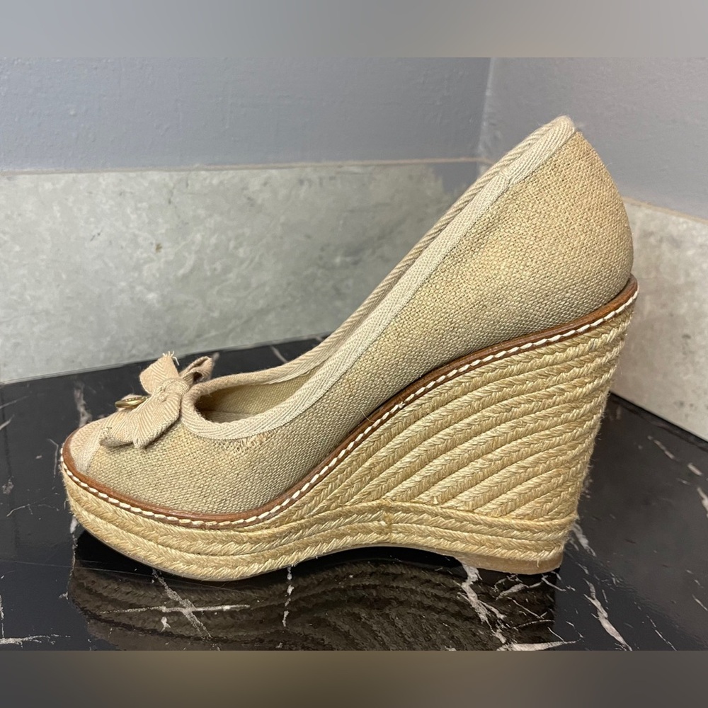 ❌SOLD❌Tory Burch Natural Beige Espadrille Wedge Platform - Picture 10 of 15